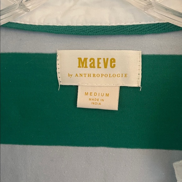 Anthropologie Maeve Green and Gray Striped Top - Picture 2 of 6